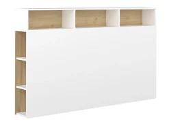 Tête de lit avec rangements NASTIA - 160 cm - Blanc et chêne><noscript><img width=