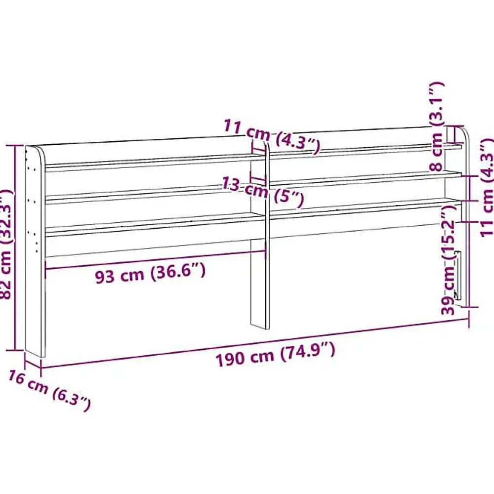 Vidaxl Tête de lit avec étagères 180 cm bois massif de pin* Tête De Lit