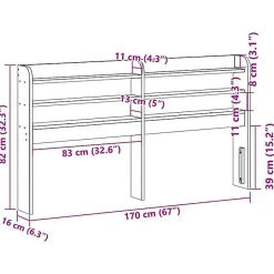 Tête de lit avec étagères 160 cm bois massif de pin><noscript><img width=