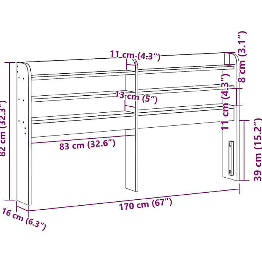 Tête de lit avec étagères 160 cm bois massif de pin>Vidaxl Outlet