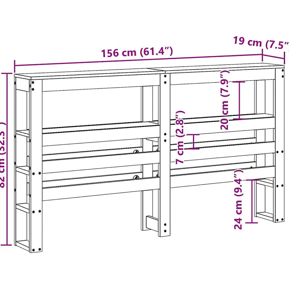 Tête de lit avec étagères 150 cm bois massif de pin>Vidaxl New