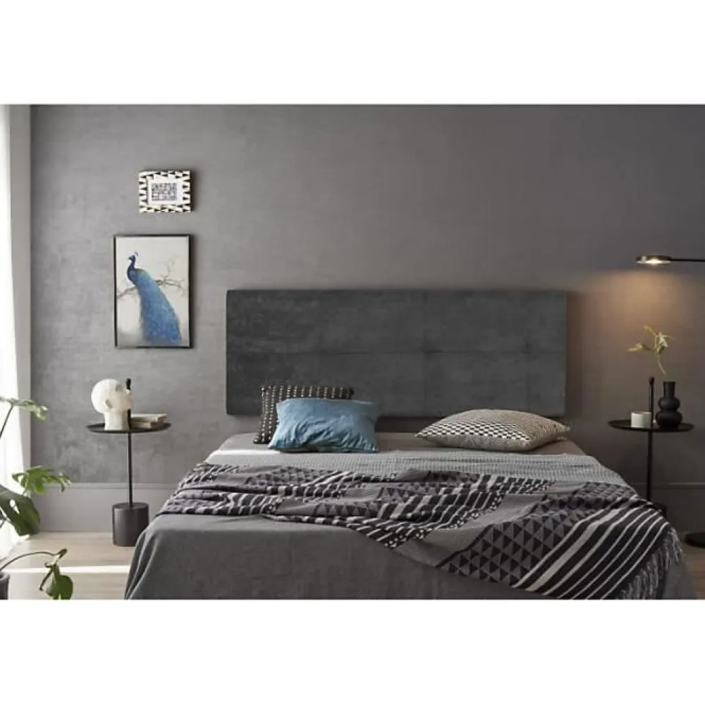 Eccox Tête de lit Cala en tissu gris 130* Tête De Lit