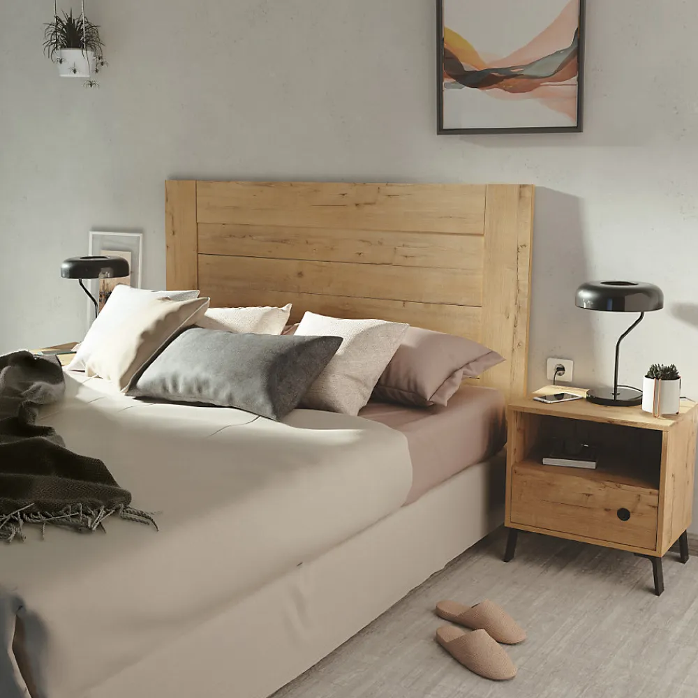 Tête de lit coloris chêne doré - Longueur 164 x Profondeur 2,2 x hauteur 106 cm>Pegane Hot