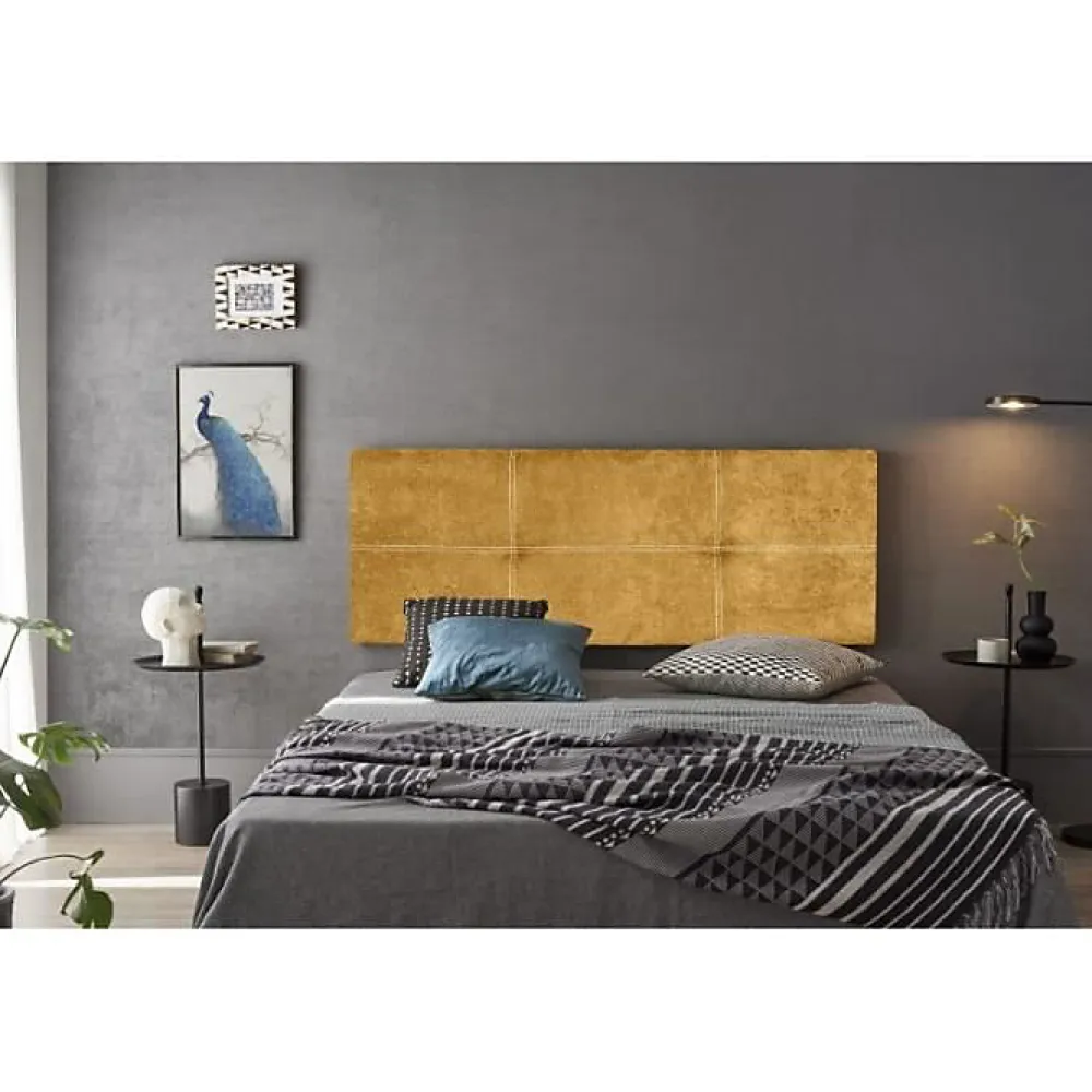 Eccox Tête de lit Dalia en tissu Nid Jaune 190* Tête De Lit
