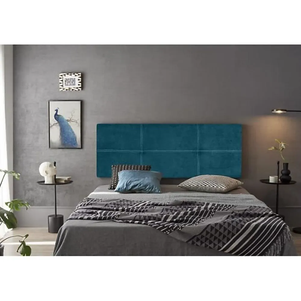 Eccox Tête de lit Dalia en tissu Nid Bleu 220* Tête De Lit