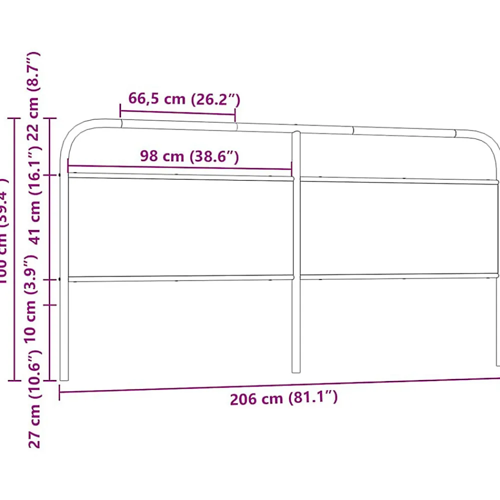 Tête de lit de remplacement chêne fumé 200 cm acier et bois d'ingénierie>Vidaxl New