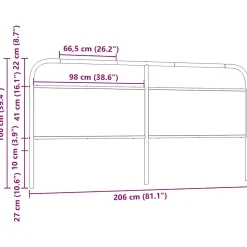 Tête de lit de remplacement chêne fumé 200 cm acier et bois d'ingénierie><noscript><img width=