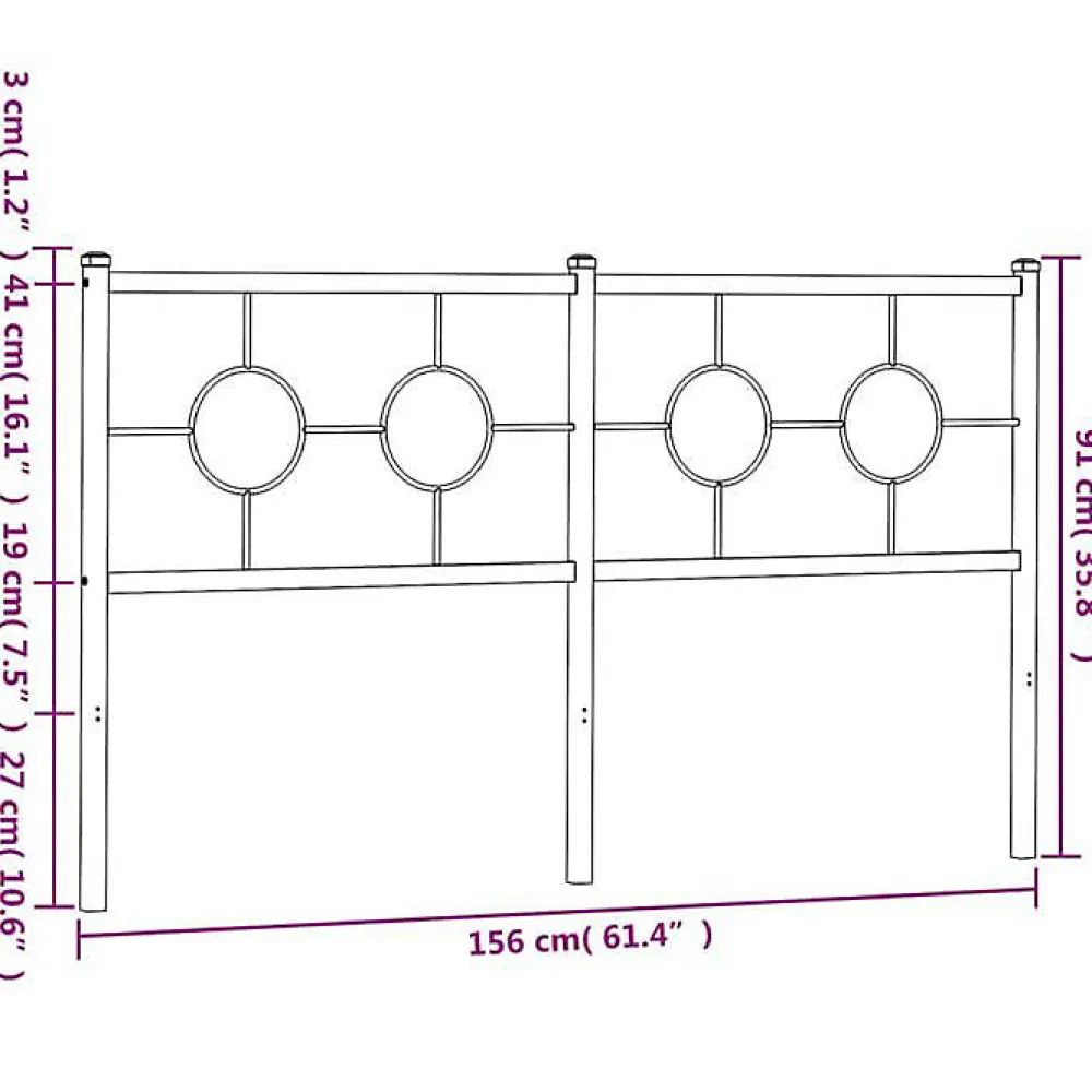 Tête de lit de remplacement métal noir 150 cm>Vidaxl New