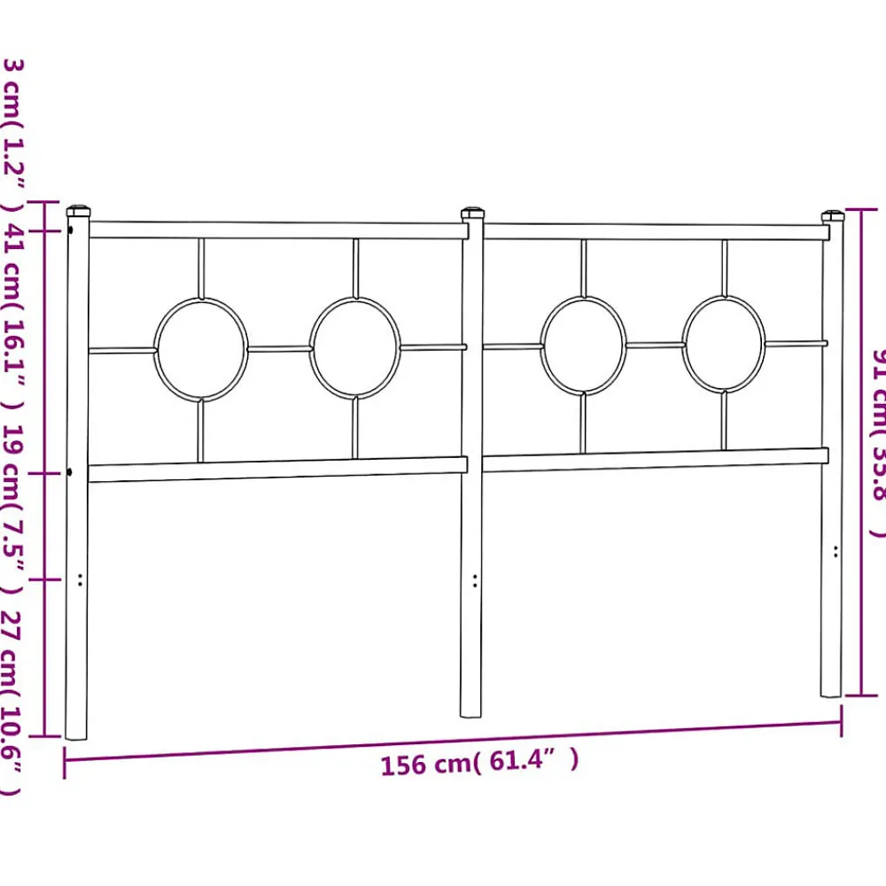 Tête de lit de remplacement métal noir 150 cm>Vidaxl New