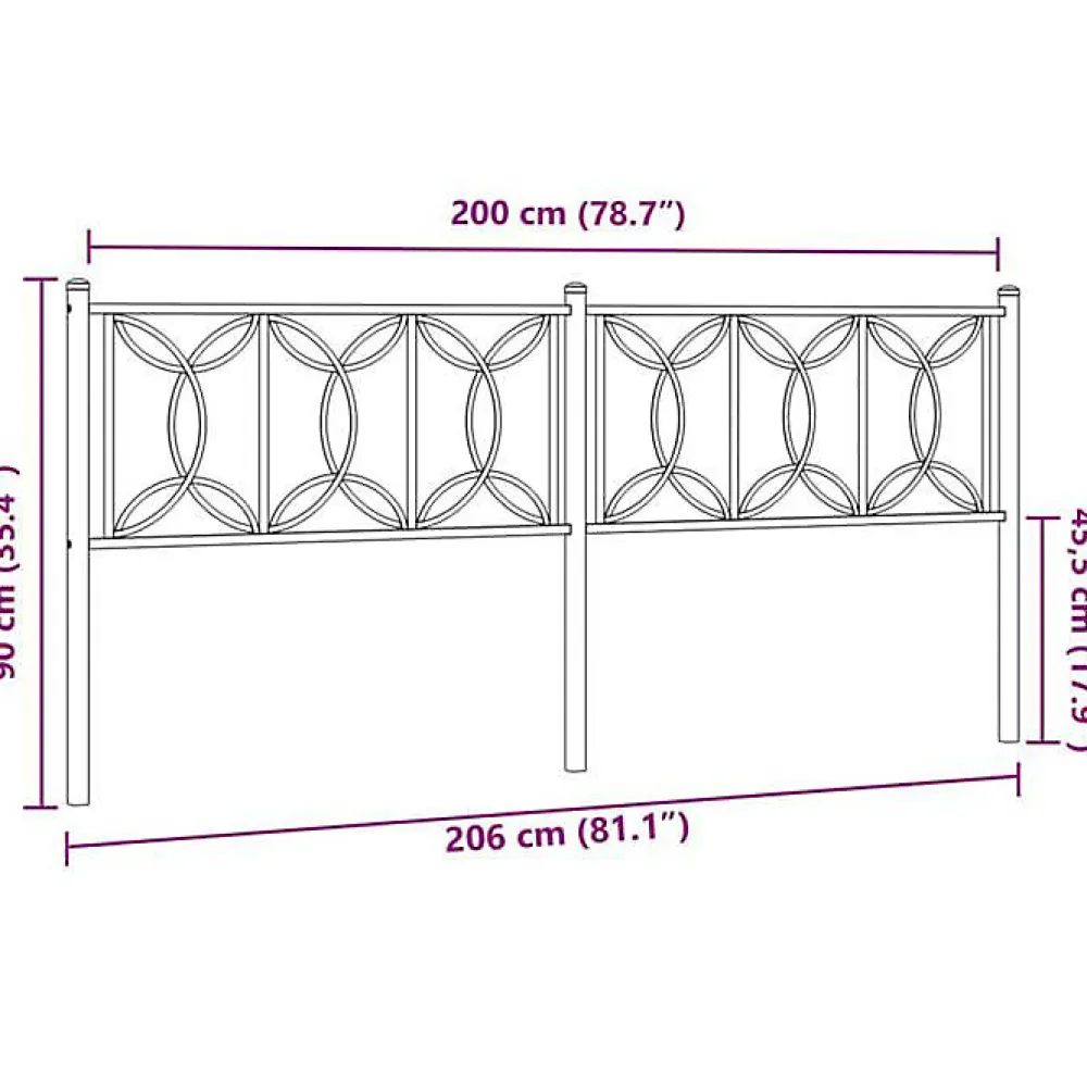 Tête de lit de remplacement métal blanc 200 cm>Vidaxl New