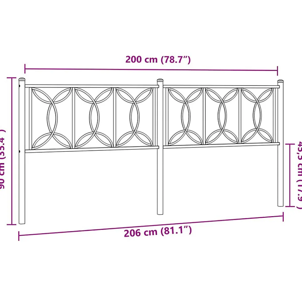 Tête de lit de remplacement métal blanc 200 cm>Vidaxl New