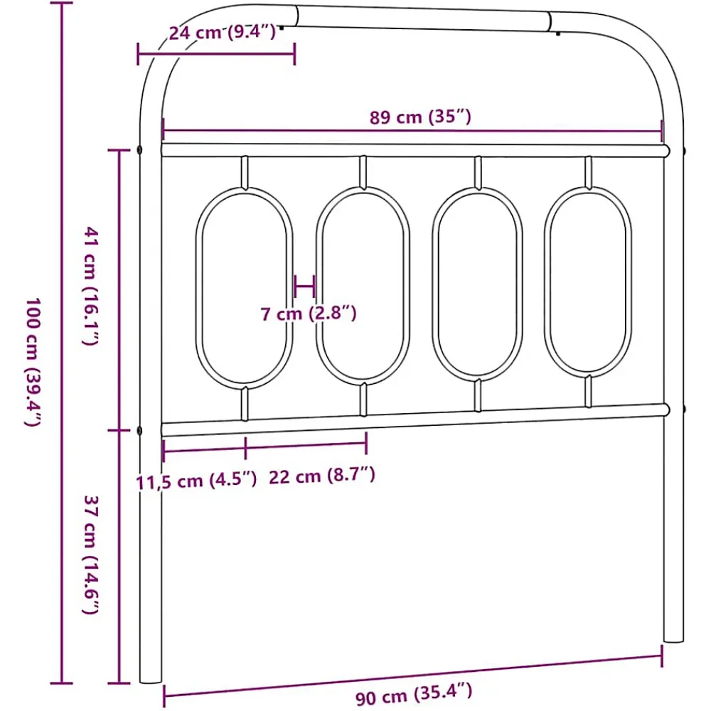 Vidaxl Tête de lit de remplacement métal noir 90 cm* Tête De Lit