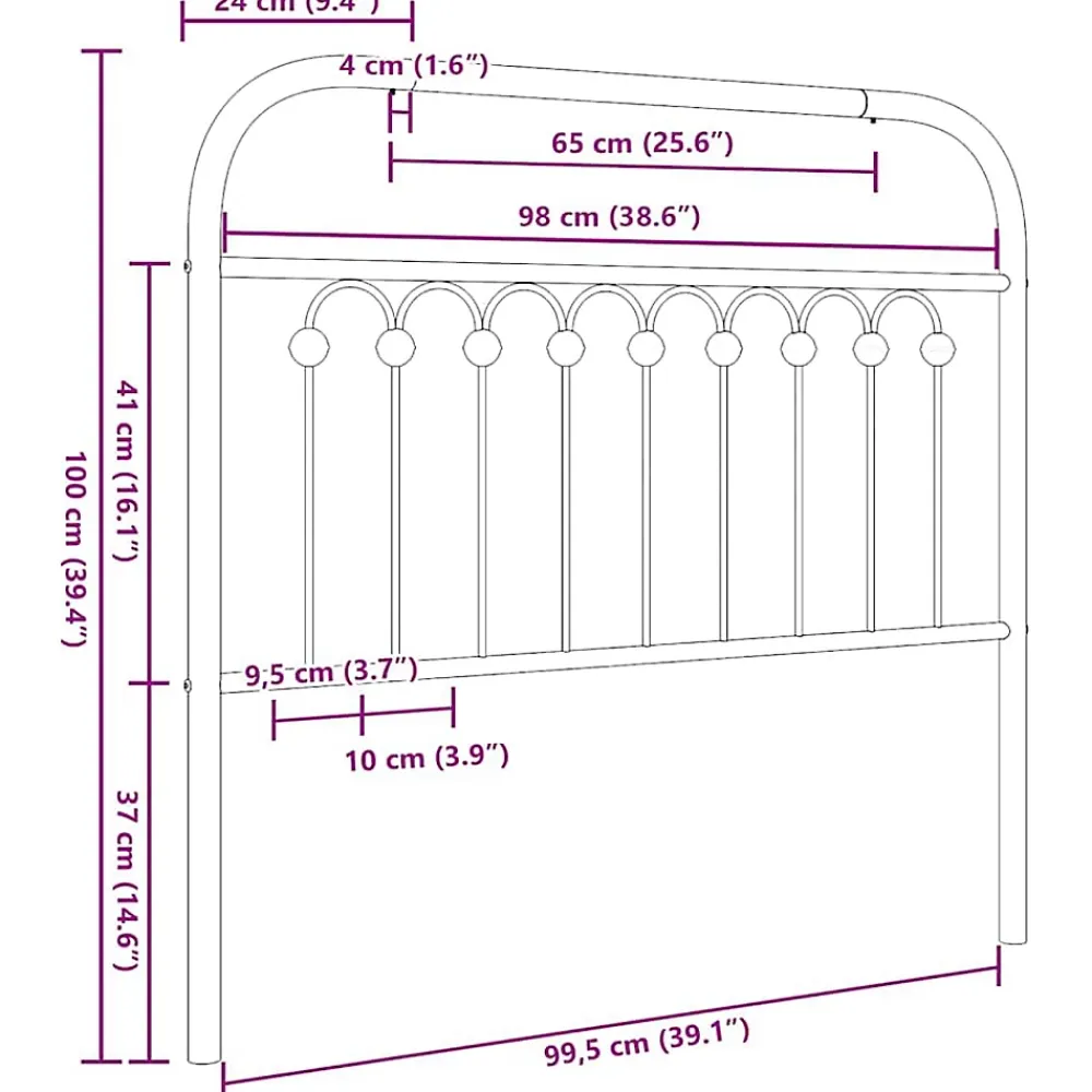 Vidaxl Tête de lit de remplacement métal noir 100 cm* Tête De Lit
