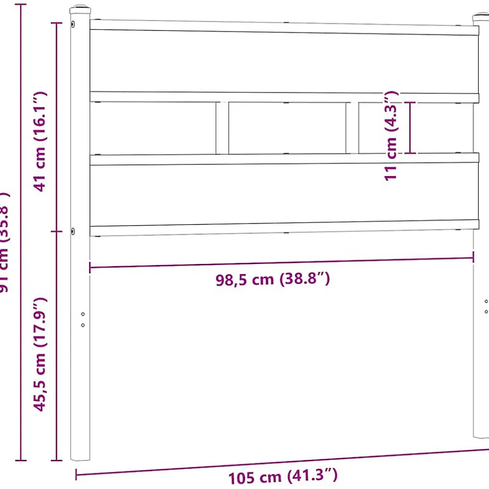 Tête de lit de remplacement chêne marron 100 cm acier et bois d'ingénierie>Vidaxl New