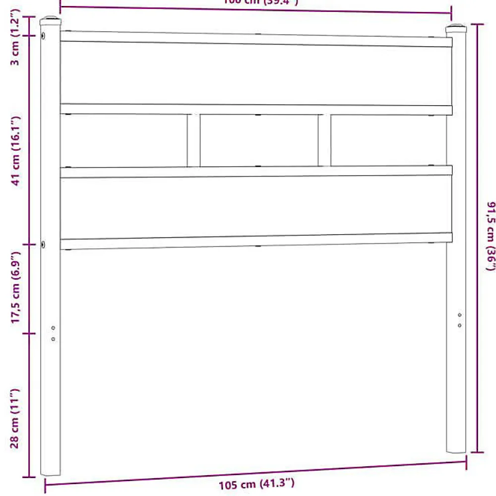 Tête de lit de remplacement chêne marron 100 cm acier et bois d'ingénierie>Vidaxl New