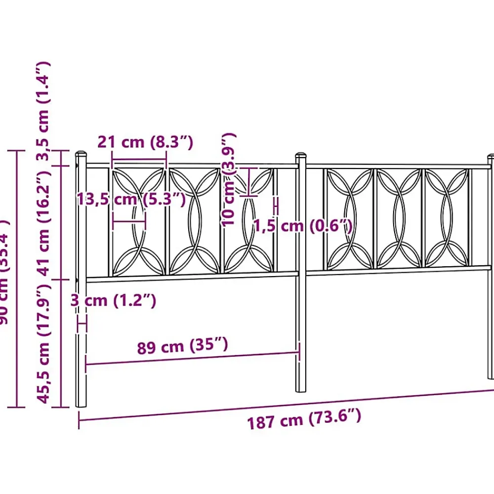 Vidaxl Tête de lit de remplacement métal blanc 180 cm* Tête De Lit
