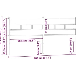 Tête de lit de remplacement chêne marron 200 cm acier et bois d'ingénierie><noscript><img width=