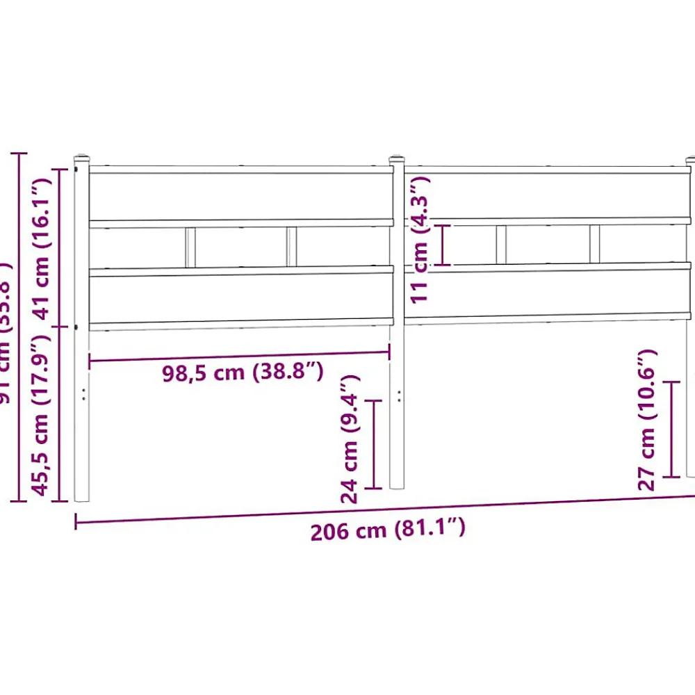 Tête de lit de remplacement chêne marron 200 cm acier et bois d'ingénierie>Vidaxl Online