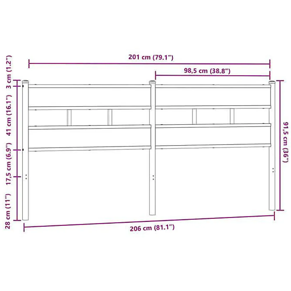 Tête de lit de remplacement chêne marron 200 cm acier et bois d'ingénierie>Vidaxl Online