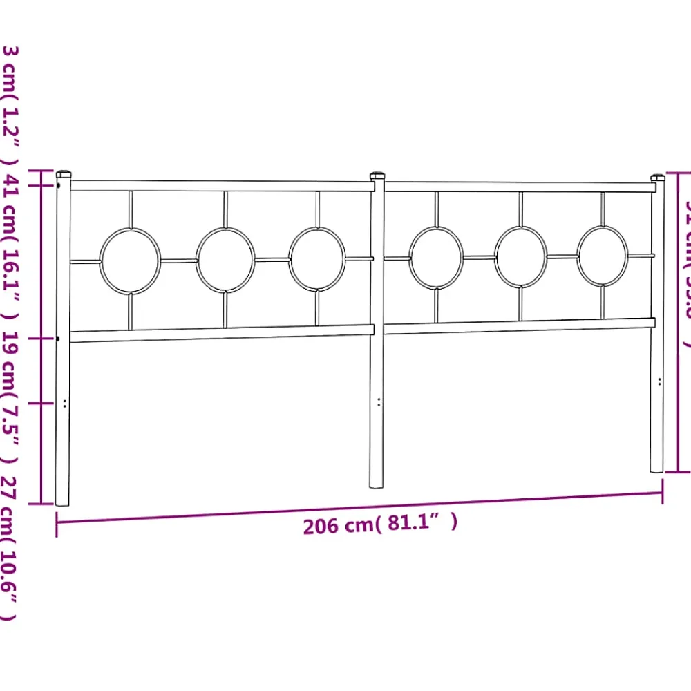 Vidaxl Tête de lit de remplacement métal noir 200 cm* Tête De Lit