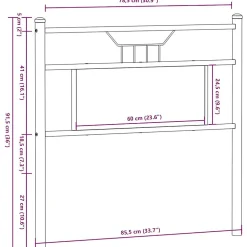 Tête de lit de remplacement chêne marron 80 cm bois d'ingénierie et acier><noscript><img width=