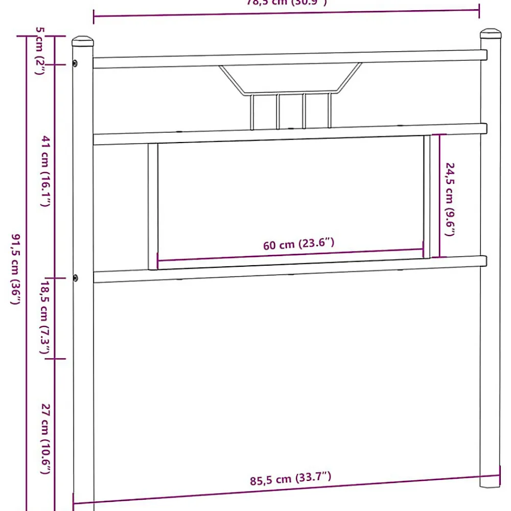 Tête de lit de remplacement chêne marron 80 cm bois d'ingénierie et acier>Vidaxl Best