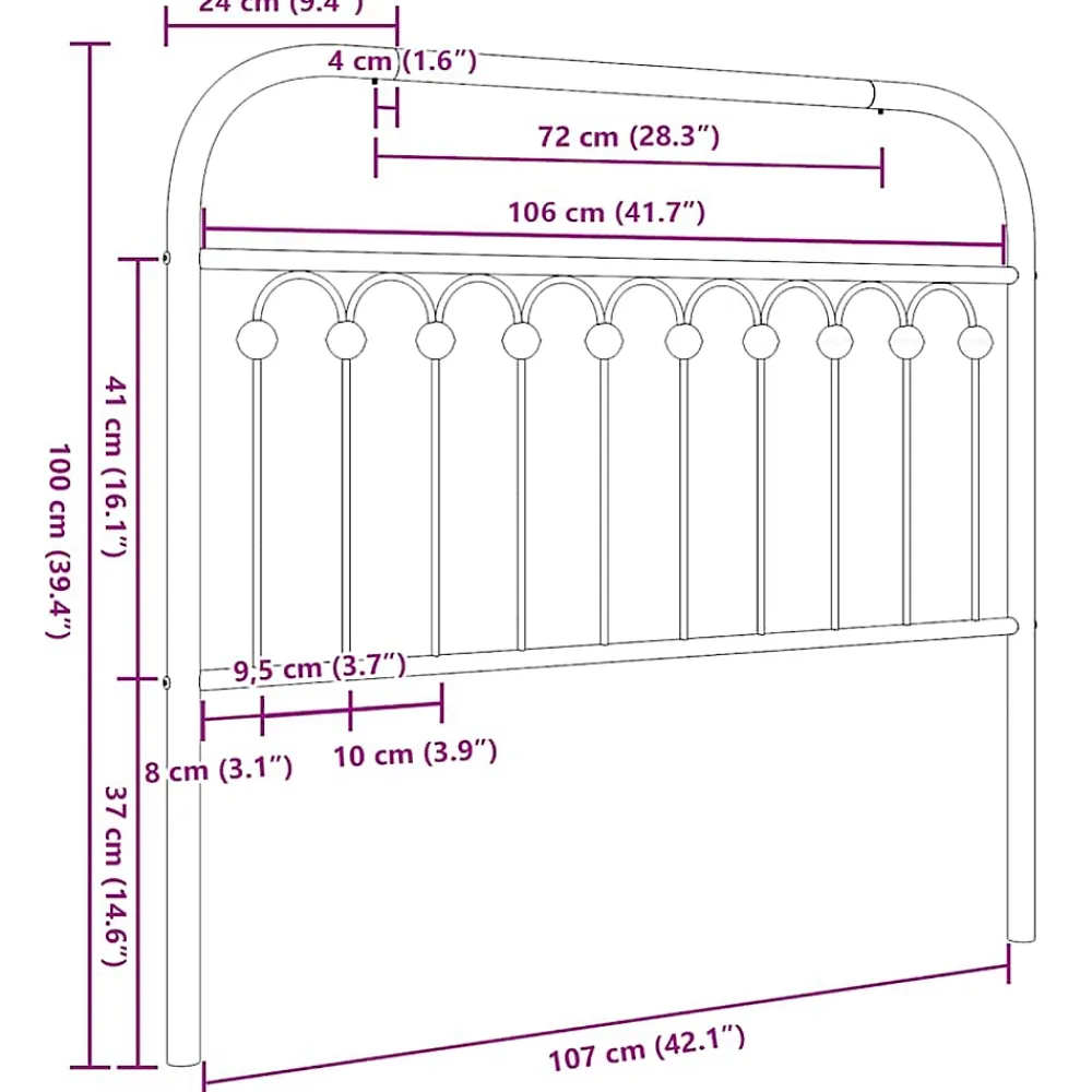Vidaxl Tête de lit de remplacement métal noir 107 cm* Tête De Lit