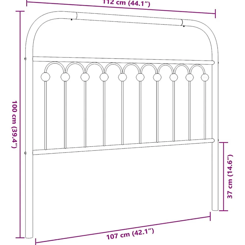 Vidaxl Tête de lit de remplacement métal noir 107 cm* Tête De Lit