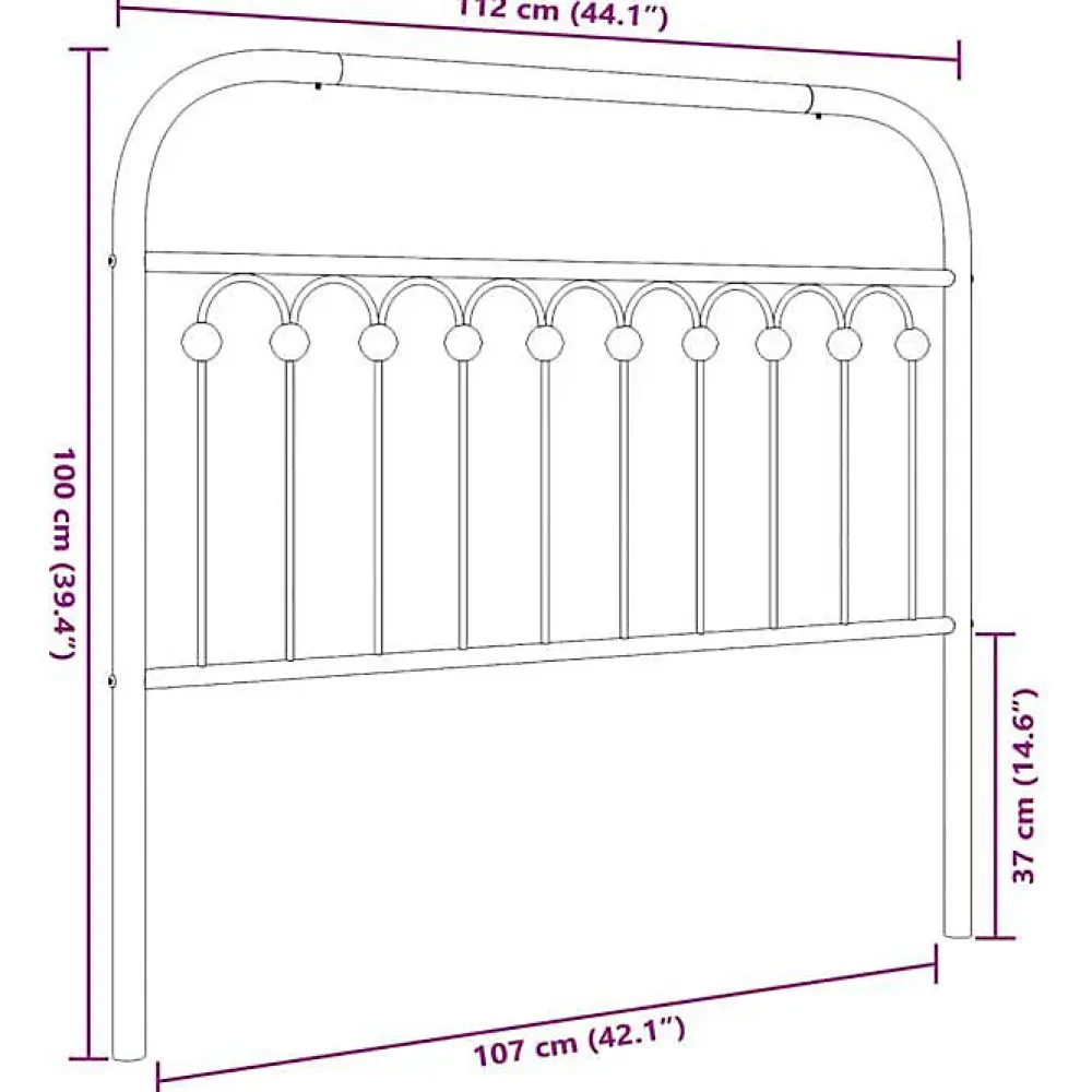 Vidaxl Tête de lit de remplacement métal noir 107 cm* Tête De Lit