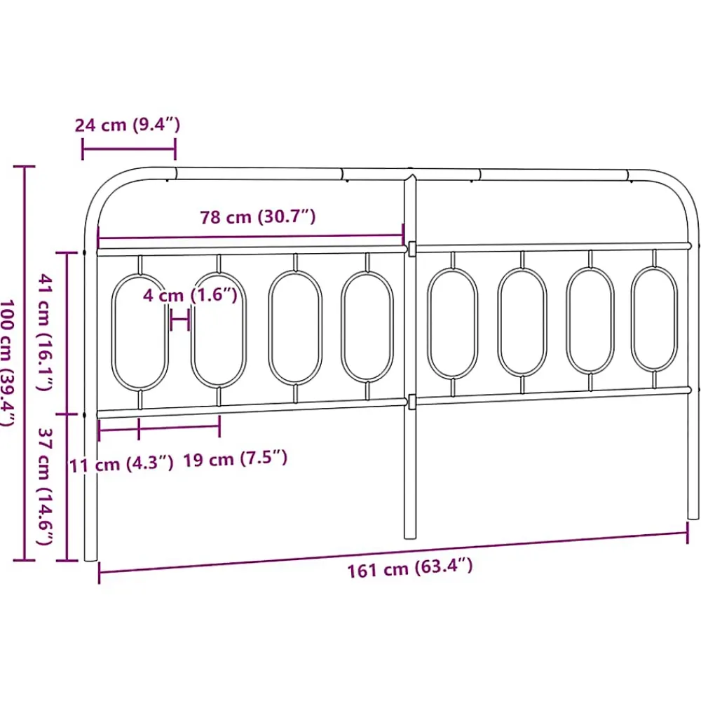 Vidaxl Tête de lit de remplacement métal noir 160 cm* Tête De Lit