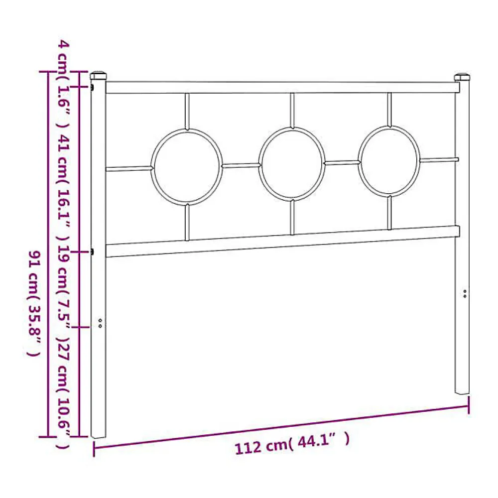 Tête de lit de remplacement métal noir 107 cm>Vidaxl New