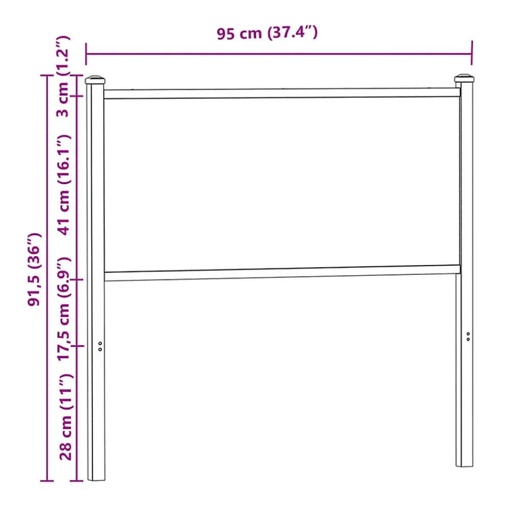 Vidaxl Tête de lit de remplacement chêne fumé 90 cm bois d'ingénierie et acier* Tête De Lit