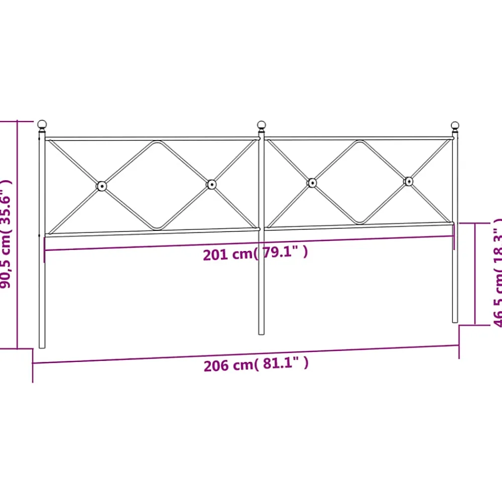 Vidaxl Tête de lit de remplacement métal noir 200 cm* Tête De Lit