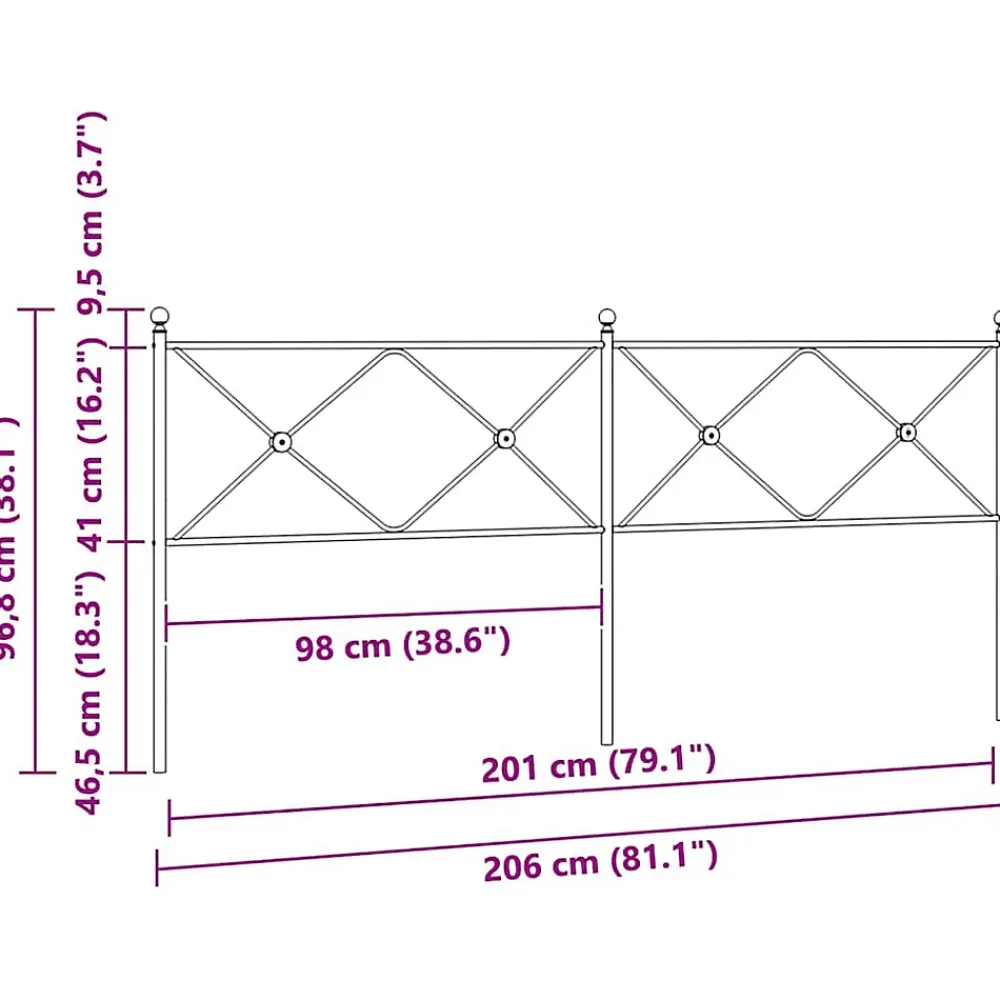 Vidaxl Tête de lit de remplacement métal noir 200 cm* Tête De Lit