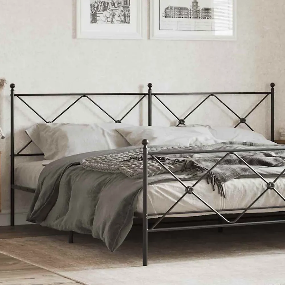 Vidaxl Tête de lit de remplacement métal noir 200 cm* Tête De Lit