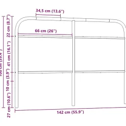 Tête de lit de remplacement chêne fumé 135 cm acier et bois d'ingénierie><noscript><img width=