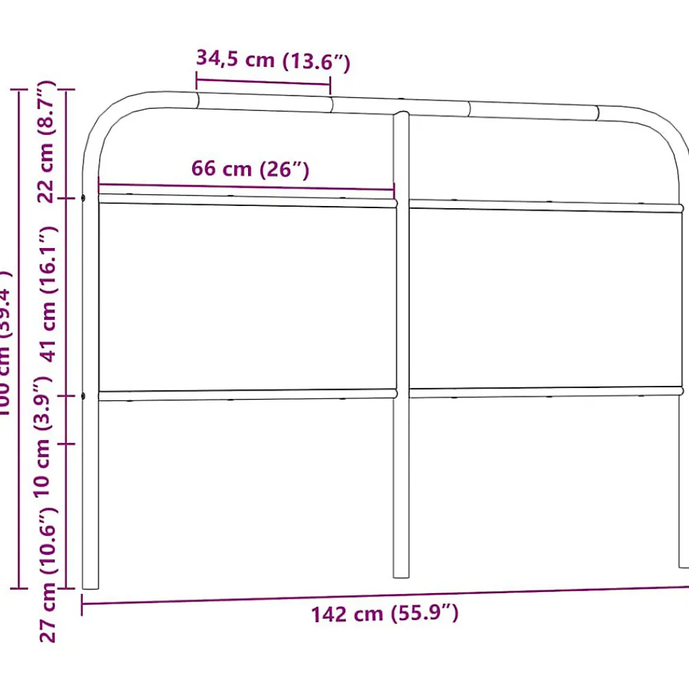 Tête de lit de remplacement chêne fumé 135 cm acier et bois d'ingénierie>Vidaxl Outlet