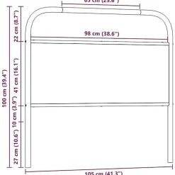 Vidaxl Tête de lit de remplacement chêne fumé 100 cm acier et bois d'ingénierie* Tête De Lit