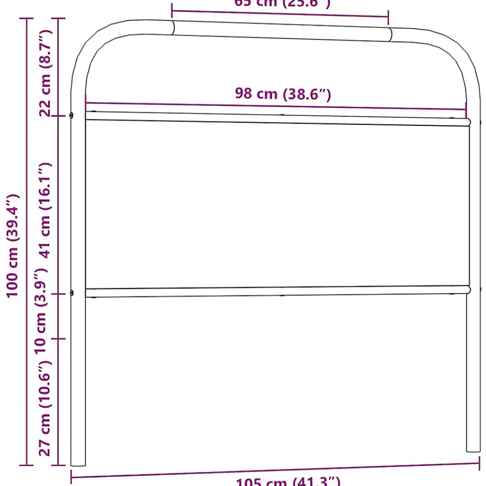 Vidaxl Tête de lit de remplacement chêne fumé 100 cm acier et bois d'ingénierie* Tête De Lit