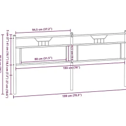 Vidaxl Tête de lit de remplacement chêne fumé 193 cm bois d'ingénierie et acier* Tête De Lit