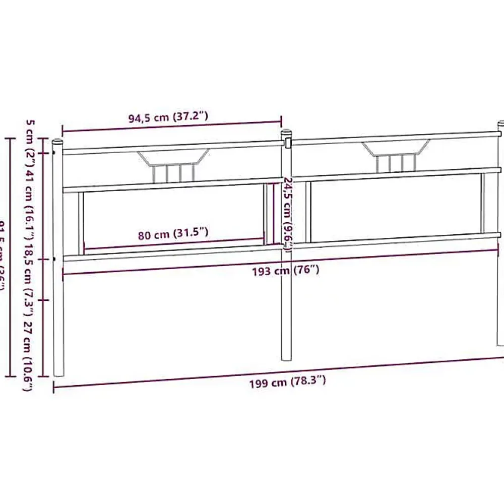 Vidaxl Tête de lit de remplacement chêne fumé 193 cm bois d'ingénierie et acier* Tête De Lit