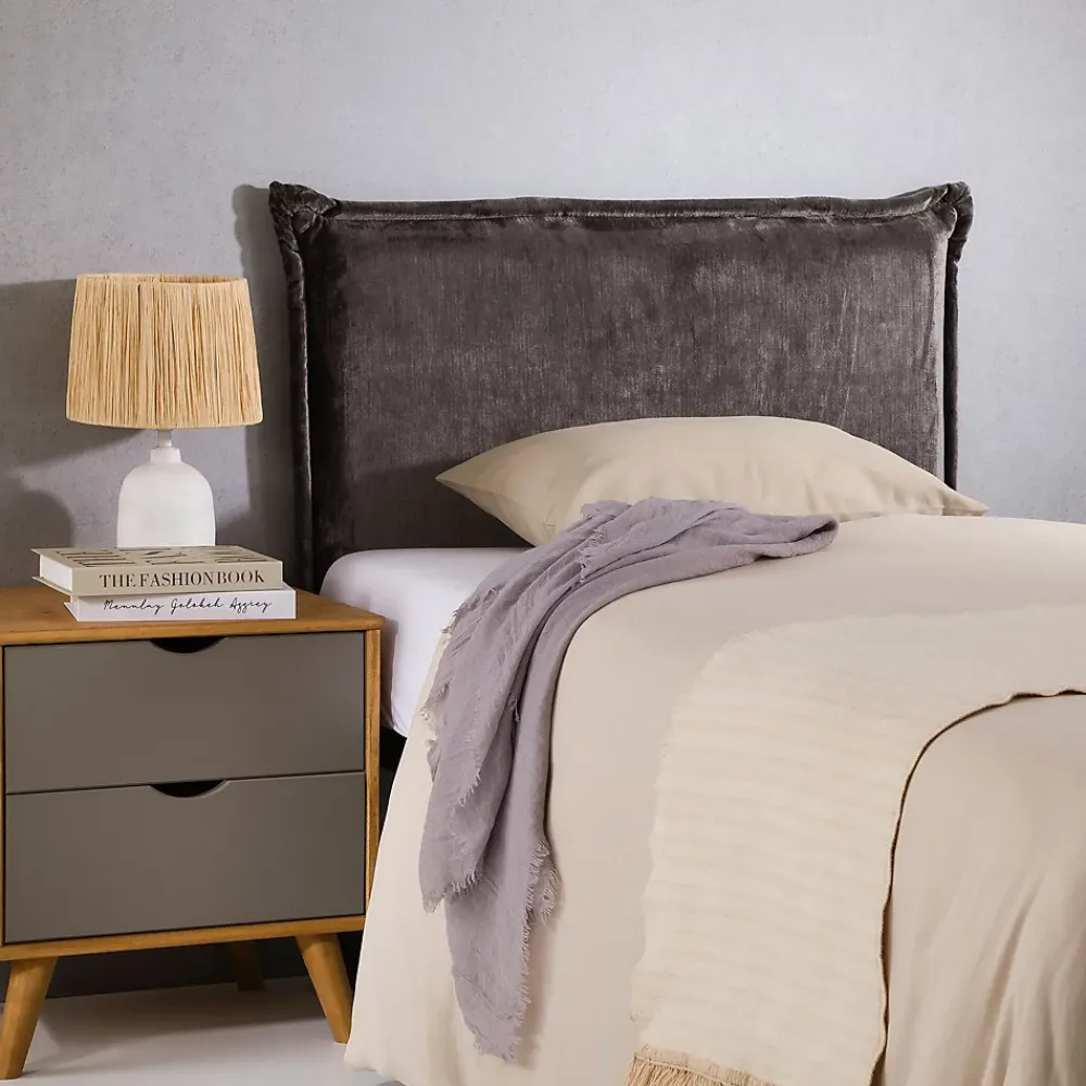 Idimex Tête de lit DELMO 90 sur pieds, en tissu - Gris* Tête De Lit