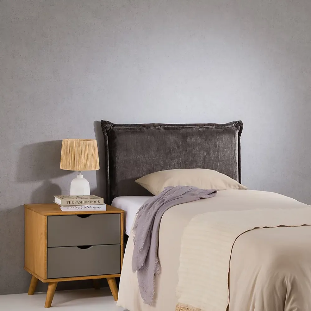 Idimex Tête de lit DELMO 90 sur pieds, en tissu - Gris* Tête De Lit