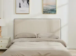 Vente-unique Tête de lit déhoussable 150 cm - Coton et lin - Beige et noir - CHESMA* Tête De Lit