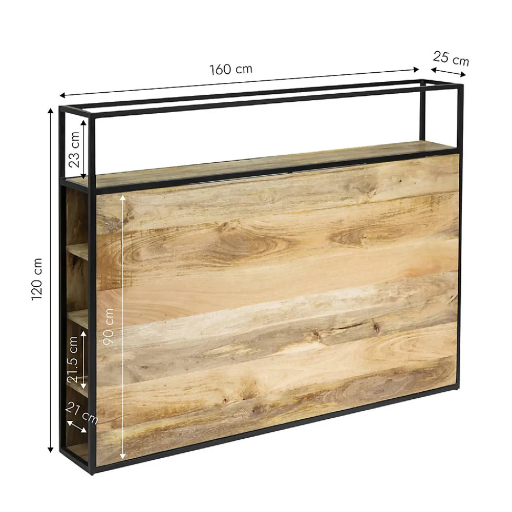 Tête de lit en bois de manguier 160 cm Armelle>Made In Meubles Discount