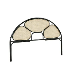 Tête de lit en cannage et rotin noir 160 cm><noscript><img width=