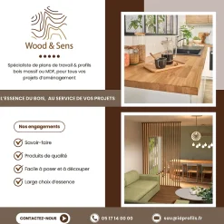 Wood&Sens Tête de lit en pin avec étagères, L.250 x H.56 cm x P.21 cm* Tête De Lit