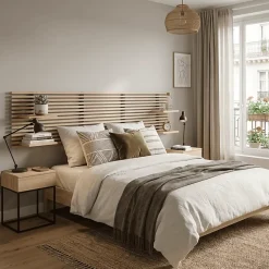Wood&Sens Tête de lit en pin avec étagères, L.250 x H.56 cm x P.21 cm* Tête De Lit