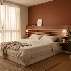 Wood&Sens Tête de lit en pin avec étagères, L.250 x H.56 cm x P.21 cm* Tête De Lit