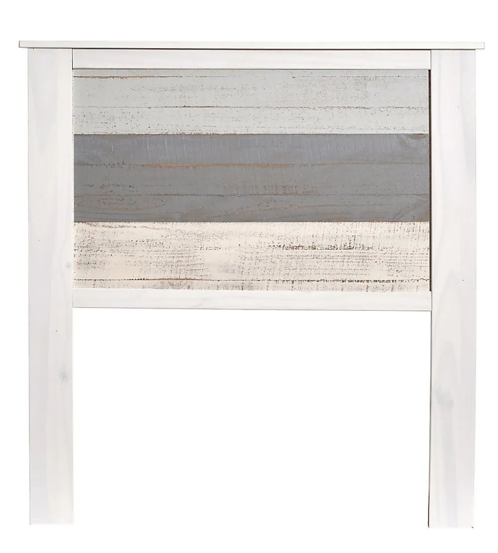 Tête de lit en pin coloris blanc et gris - Longueur 105 x Profondeur 4 x Hauteur 112 cm>Pegane Discount